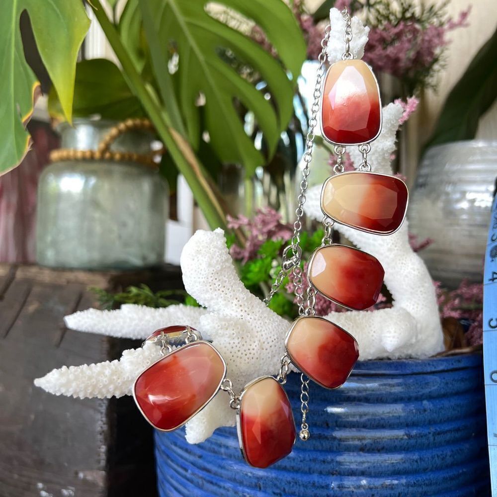 Silver Red Ombre Ballet Statement Necklace